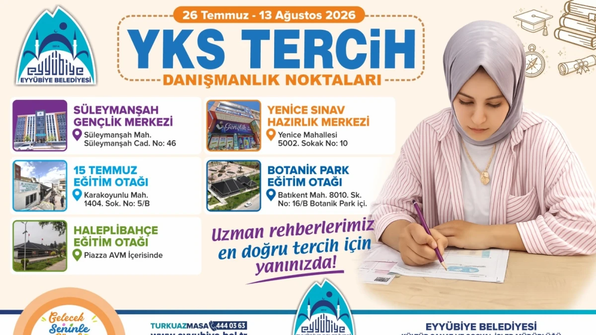 Eyyübiye Belediyesi’nden ücretsiz YKS tercih danışmanlığı