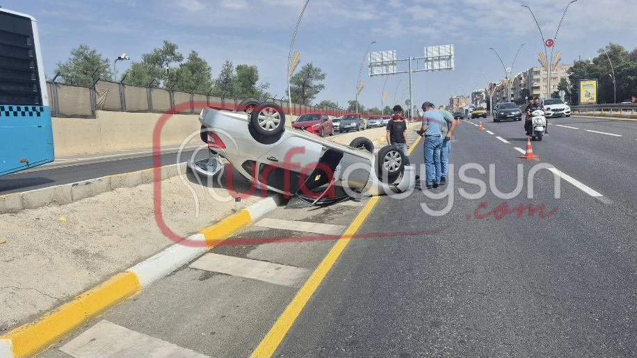 URFA-DİYARBAKIR YOLUNDA KORKUTAN KAZA! TAKLA ATTI, BURNU BİLE KANAMADI